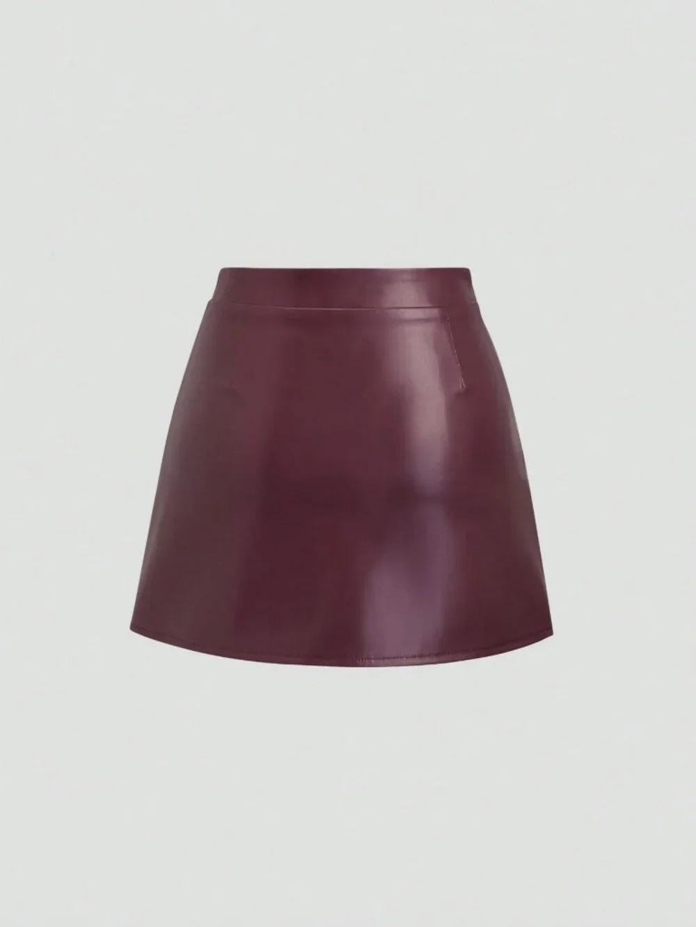 Women's Elegant High Waist Faux Leather Side Slit Flared A-Line Mini Skirt - Picture 2 of 5